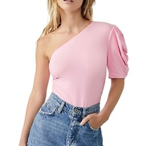 Free People Somethin About You One Shoulder Bodysuit Blossom Pink Large